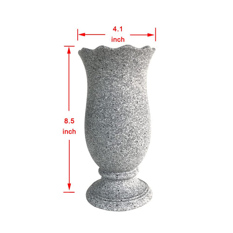 Generic marble-gray grave vase ideal for tombstone harmony and turf blending.