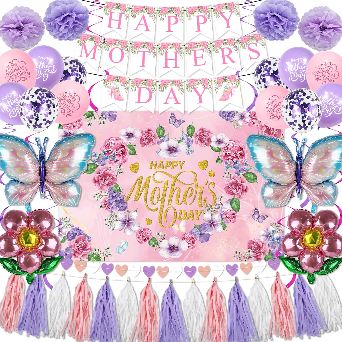 Generic Mothers Day banner with 'Happy Mother's Day' for festive photos