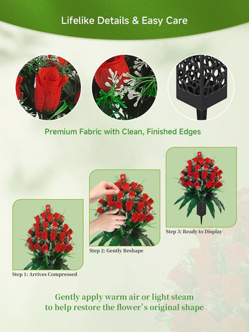 Generic fade-proof and non-bleed materials protect headstones from staining.