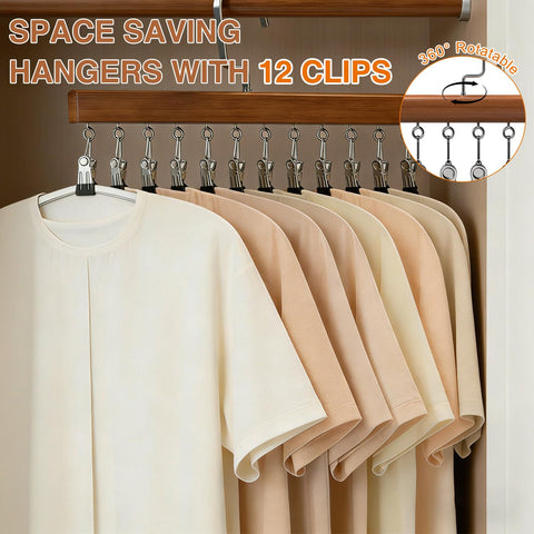 Generic pants hangers with clips securely hold jeans and leggings without creasing.