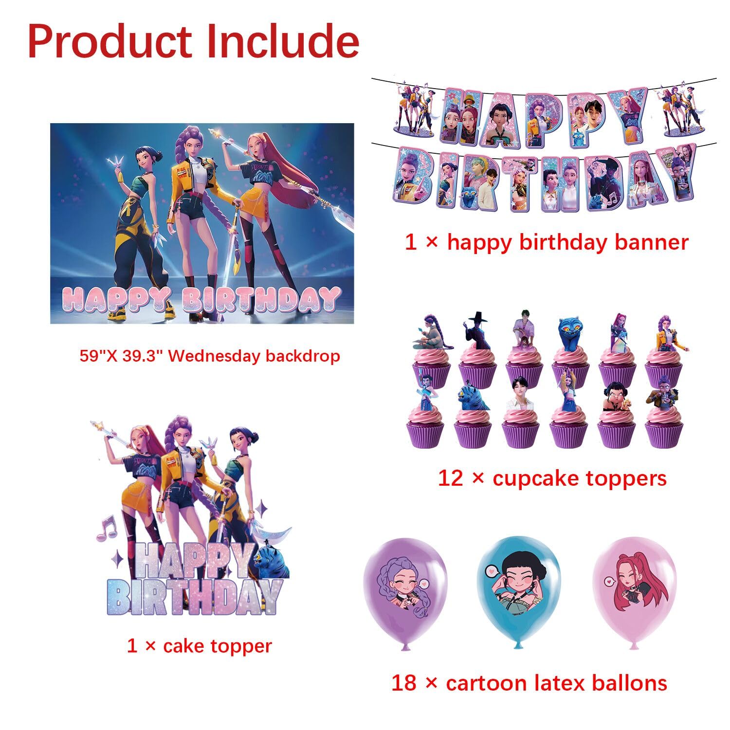 Generic pink birthday banner letters style A for party decorations and events.