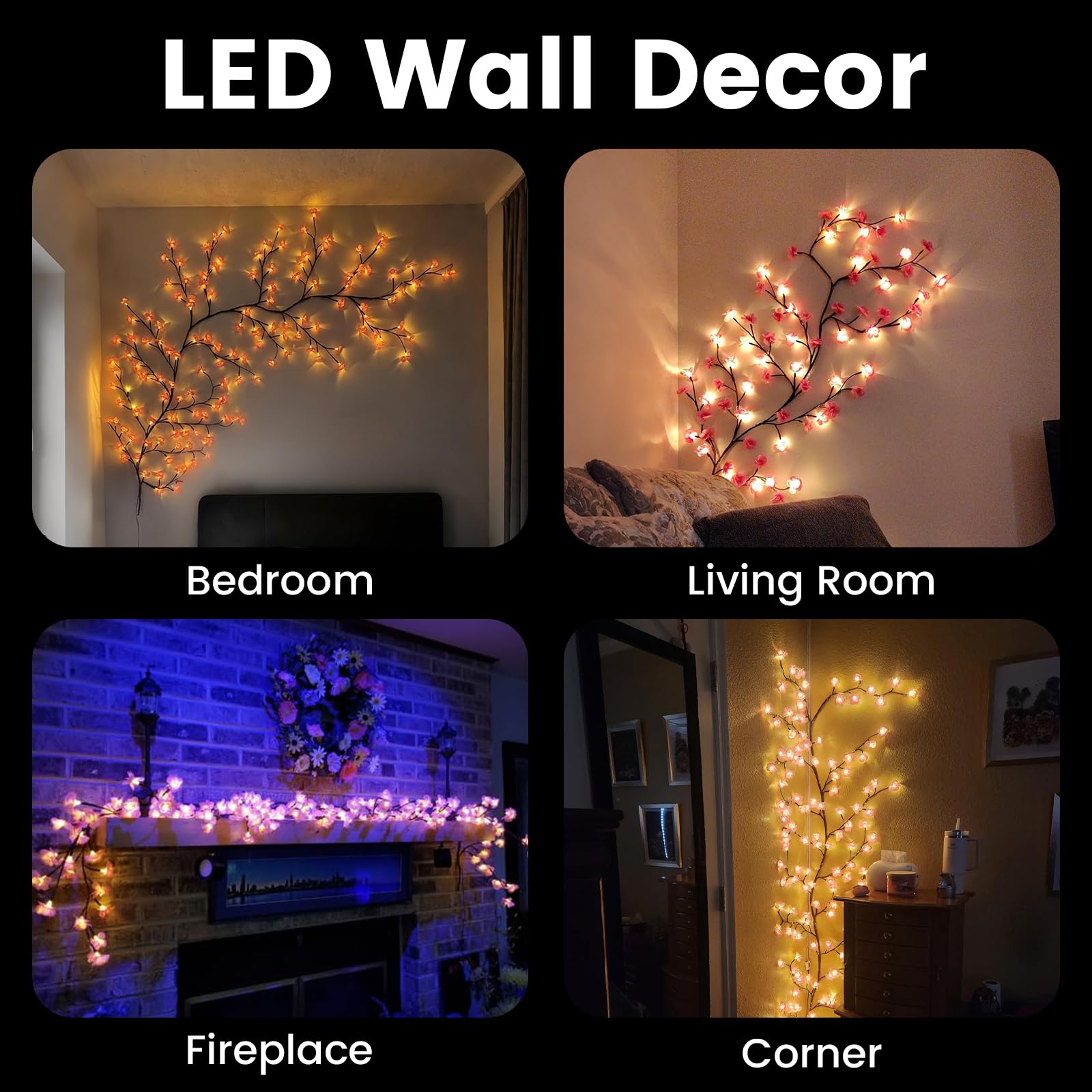 Generic pink cherry blossom wall decor with branch design for elegant interior accents.
