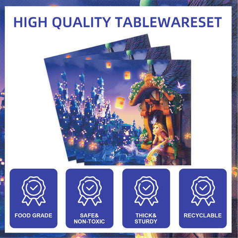 Rapunzel napkins provide quick cleanup and cohesive princess styling.