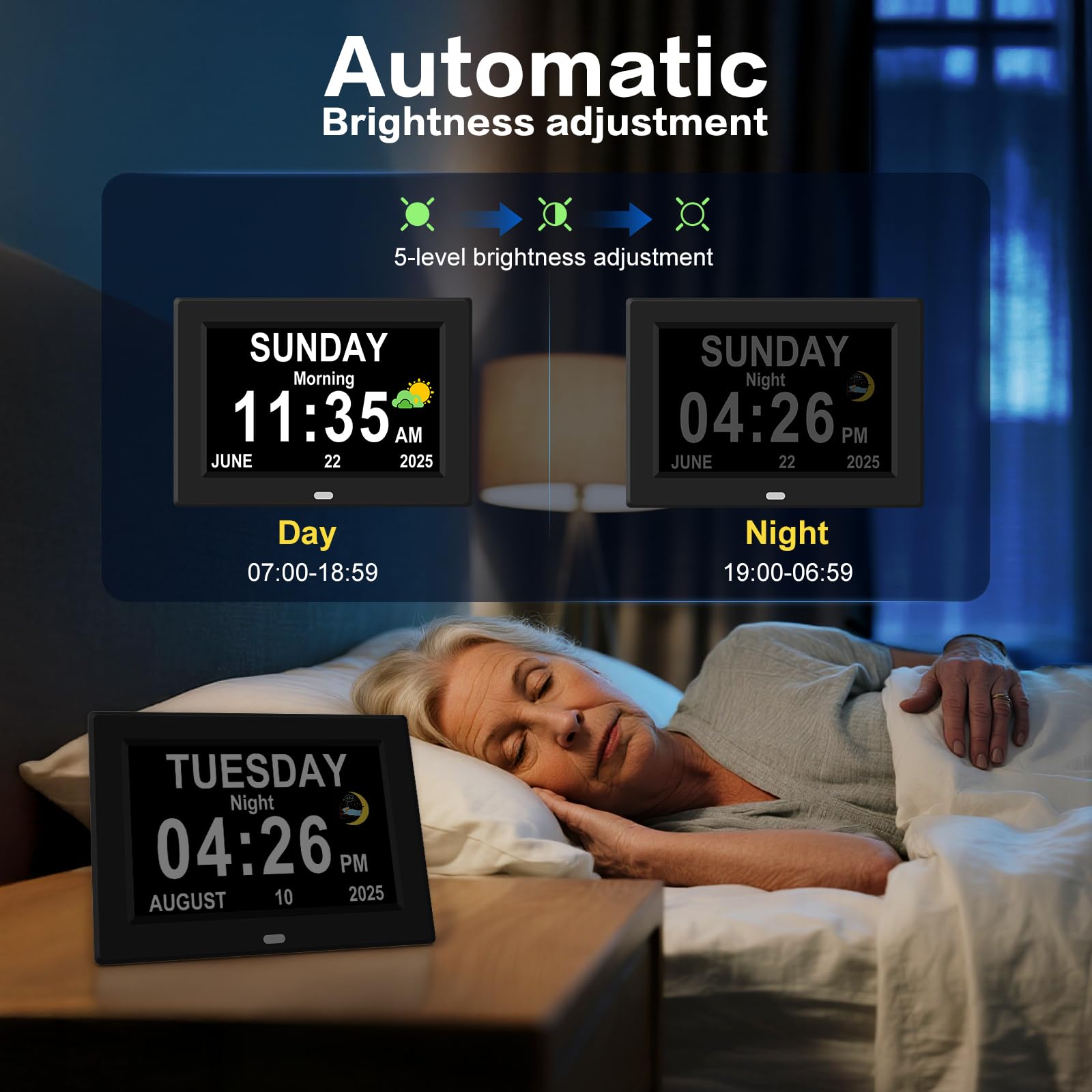 Remote control for convenient adjustments from across the room.