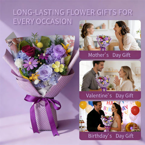 Sen Flora purple preserved roses with premium gift packaging for thoughtful presents