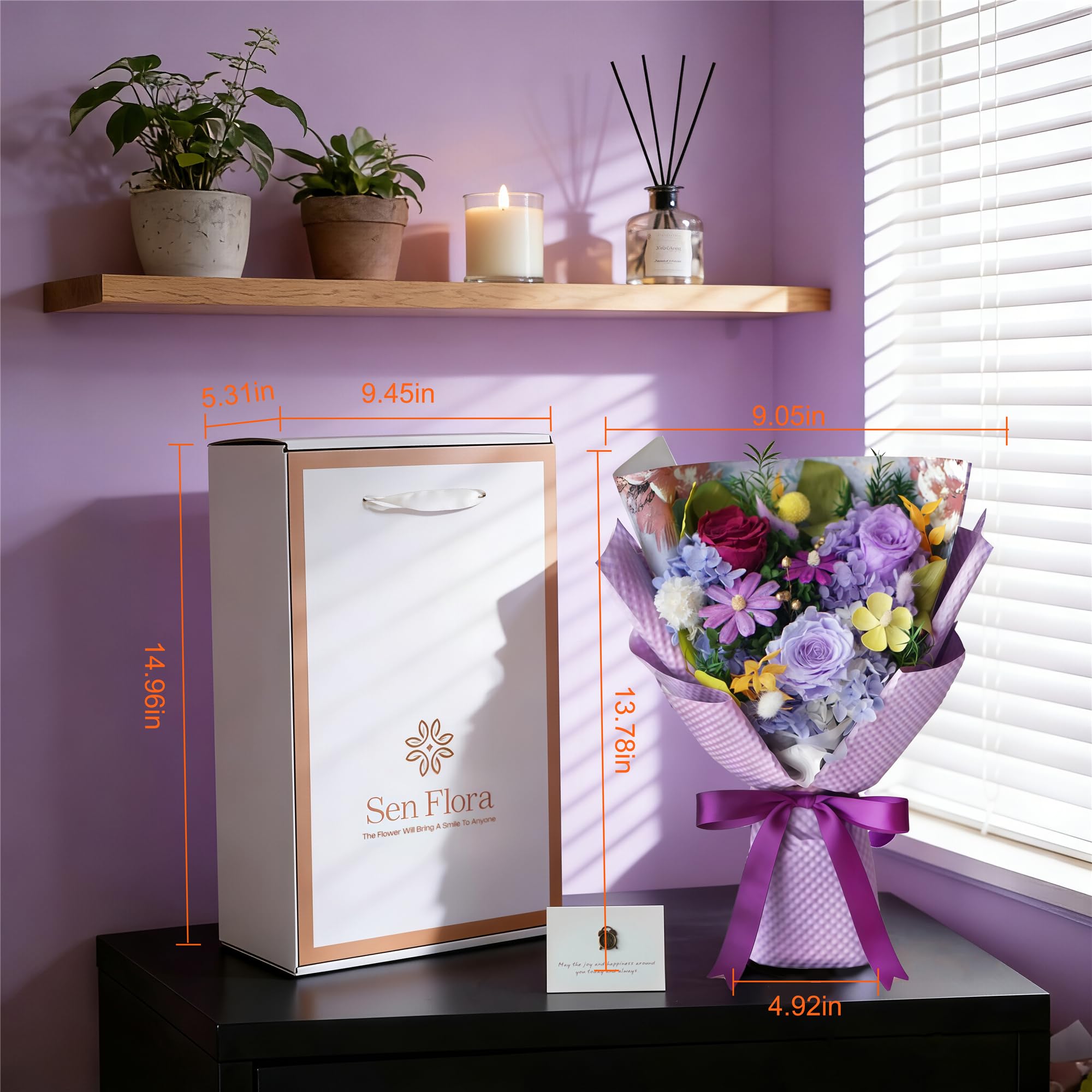 Sen Flora three-piece bouquet set showcasing evergreen charm for home decor