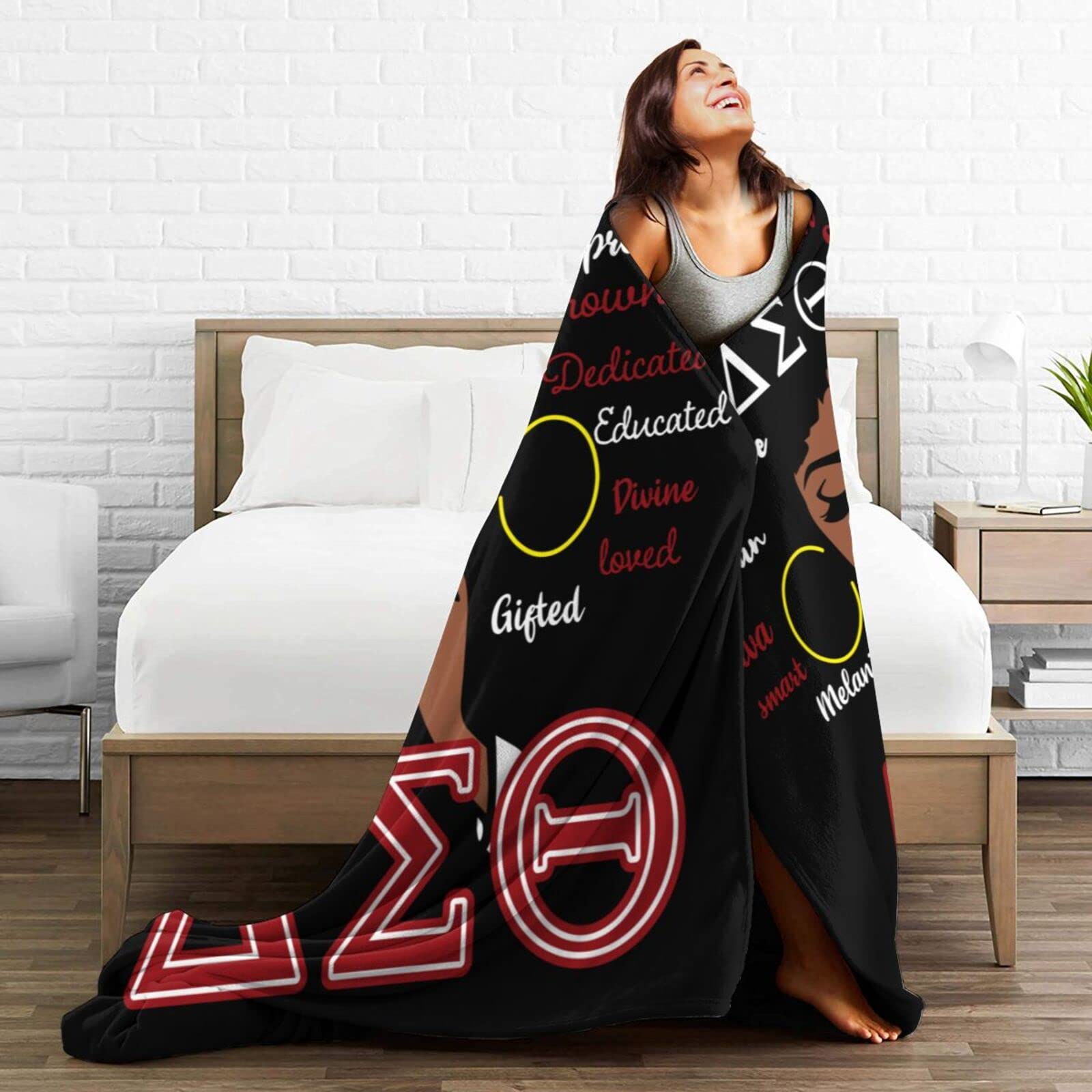 Generic Sorority Gifts 60x50 blanket on bed for all-season comfort.