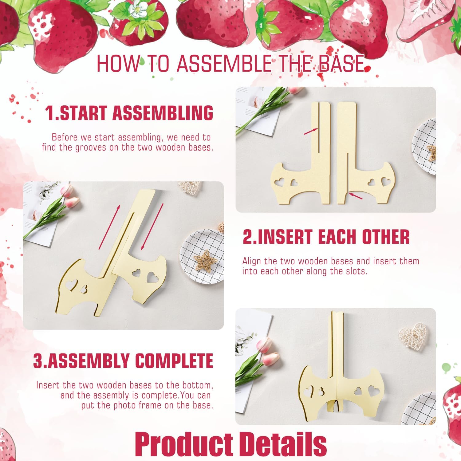 Generic strawberry themed instructions sign guiding guests at the party