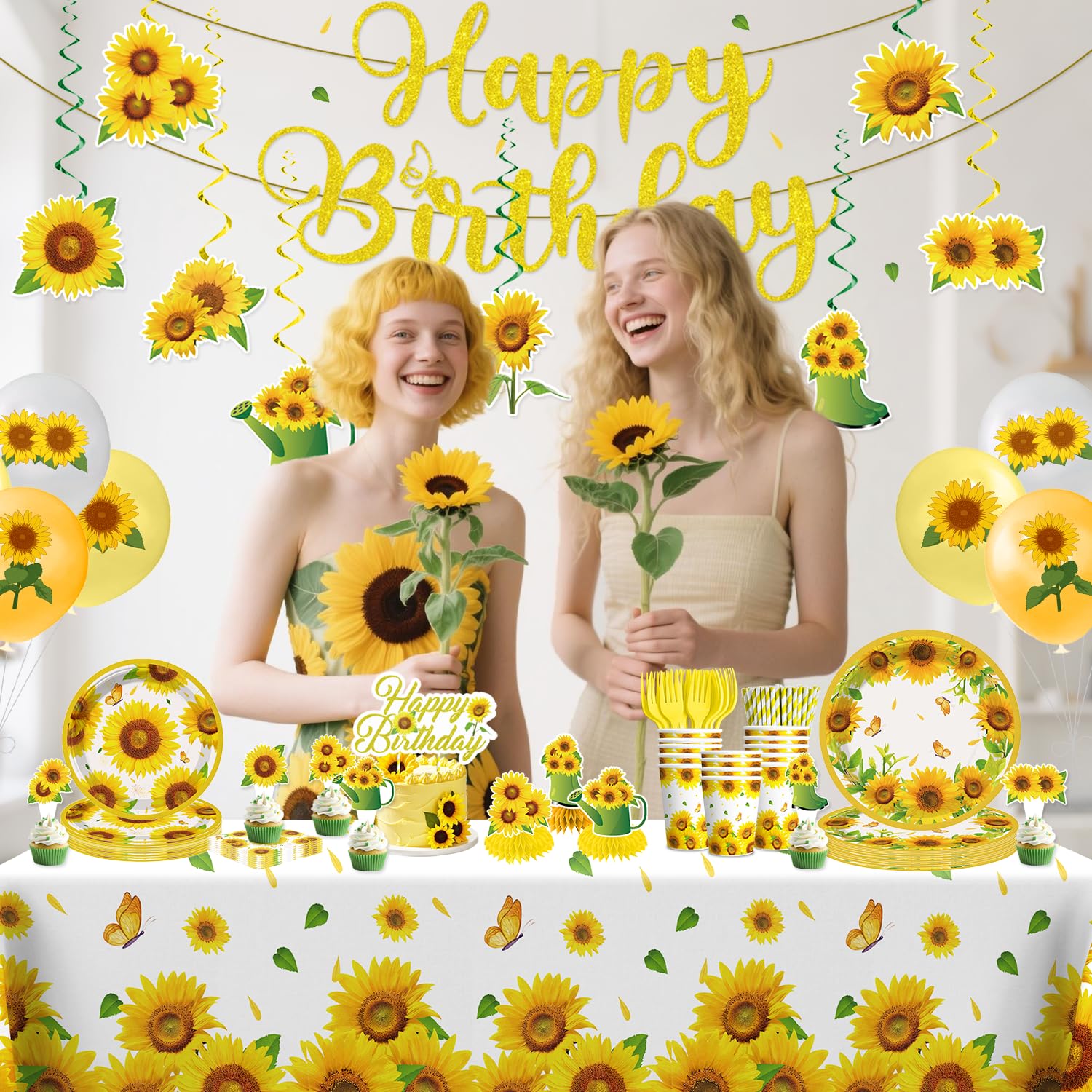 Generic Sunflower hanging swirls add vertical movement and festive flair