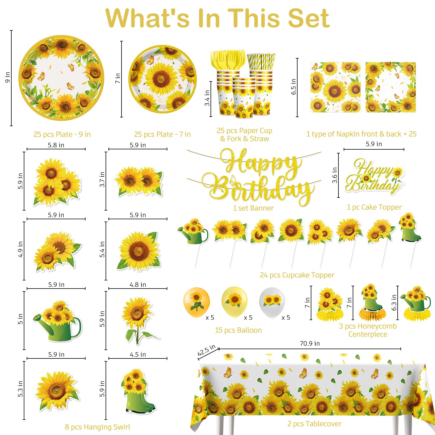 Generic Sunflower honeycomb centerpieces serve as eye-catching focal points