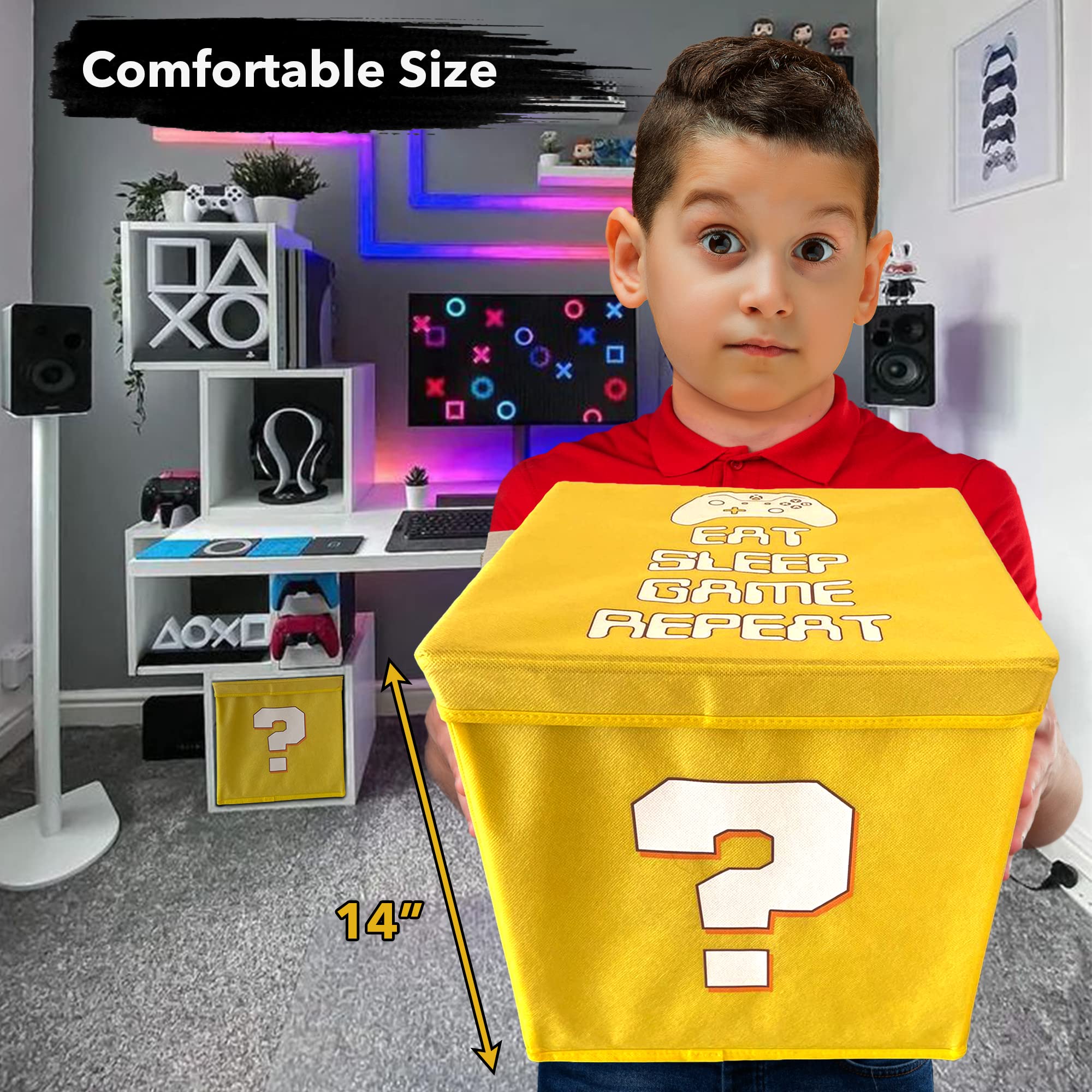 Generic Super Gaming 14-Inch Storage Glowing Box in dark room shows glowing accents.