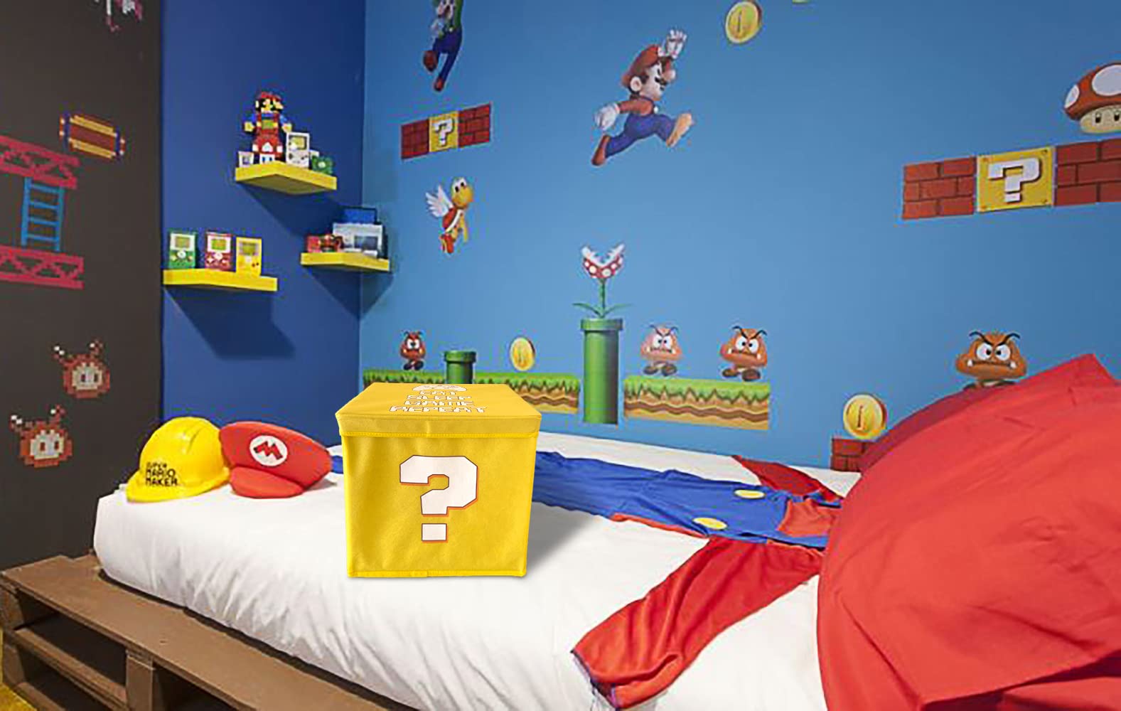 Generic Super Gaming 14-Inch Storage Glowing Box stacked with controllers and games.