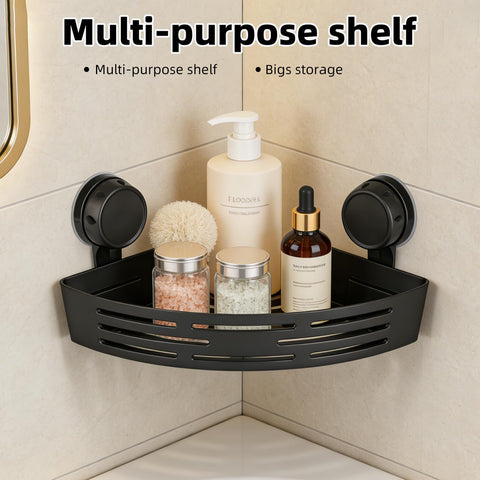 Generic triangle suction cup shower caddy with towel bar for versatile storage