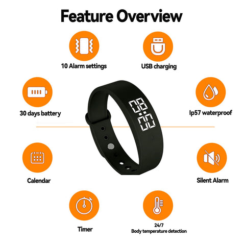Wristband with long-lasting battery up to 30 days on a single charge