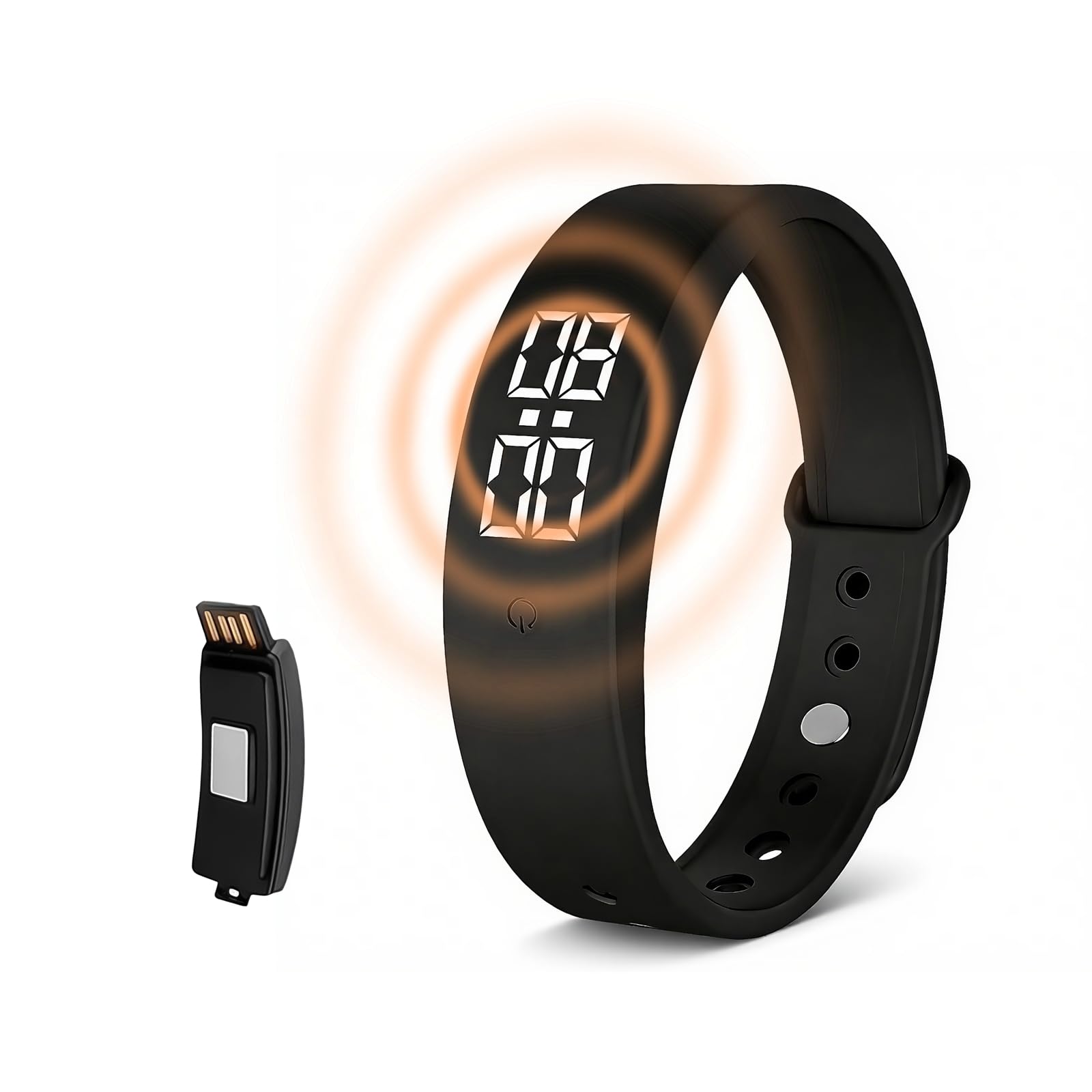 Generic vibrating alarm wristband showing discreet wake function for silent mornings