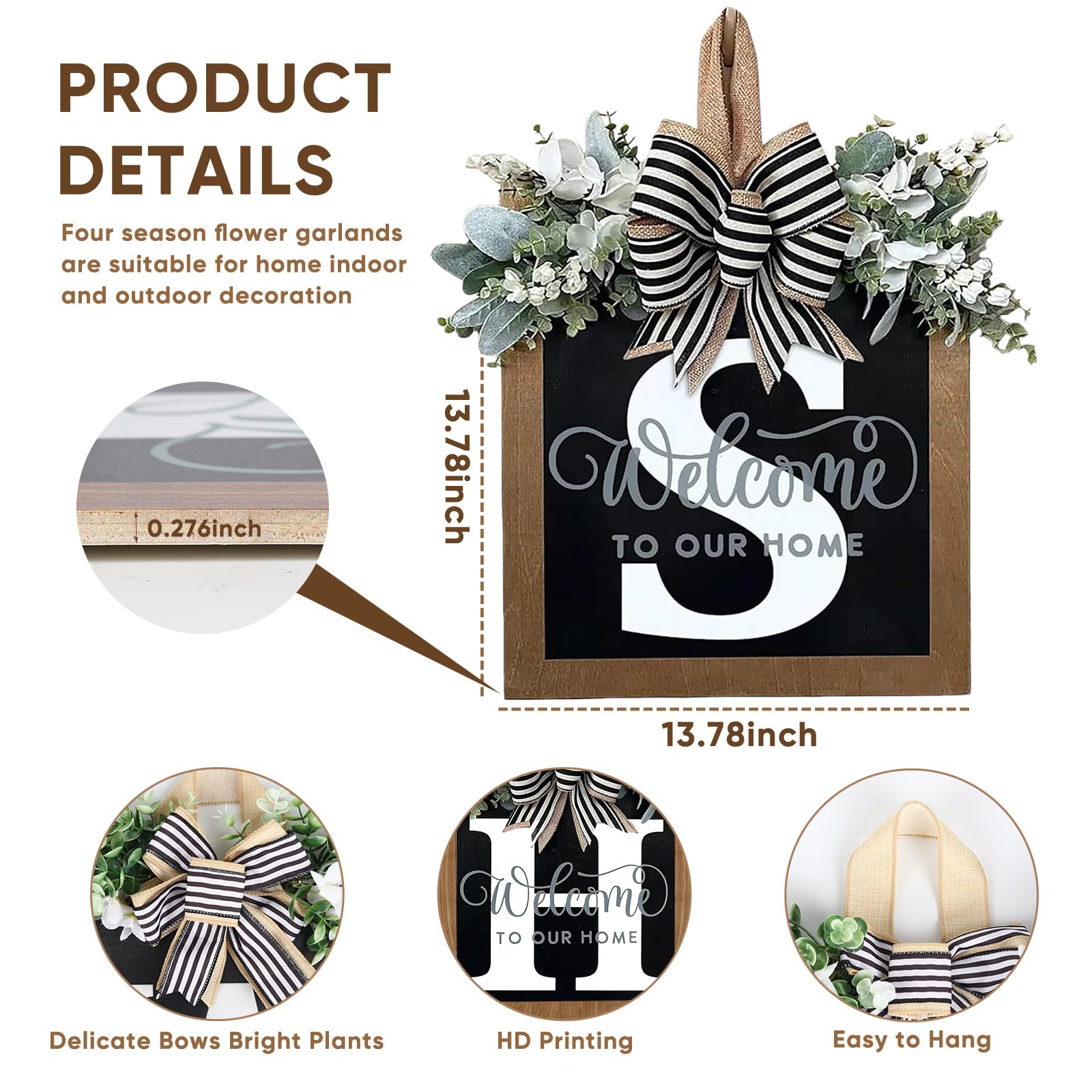 Weather-resistant porch wreath ready for all seasons on a covered porch.