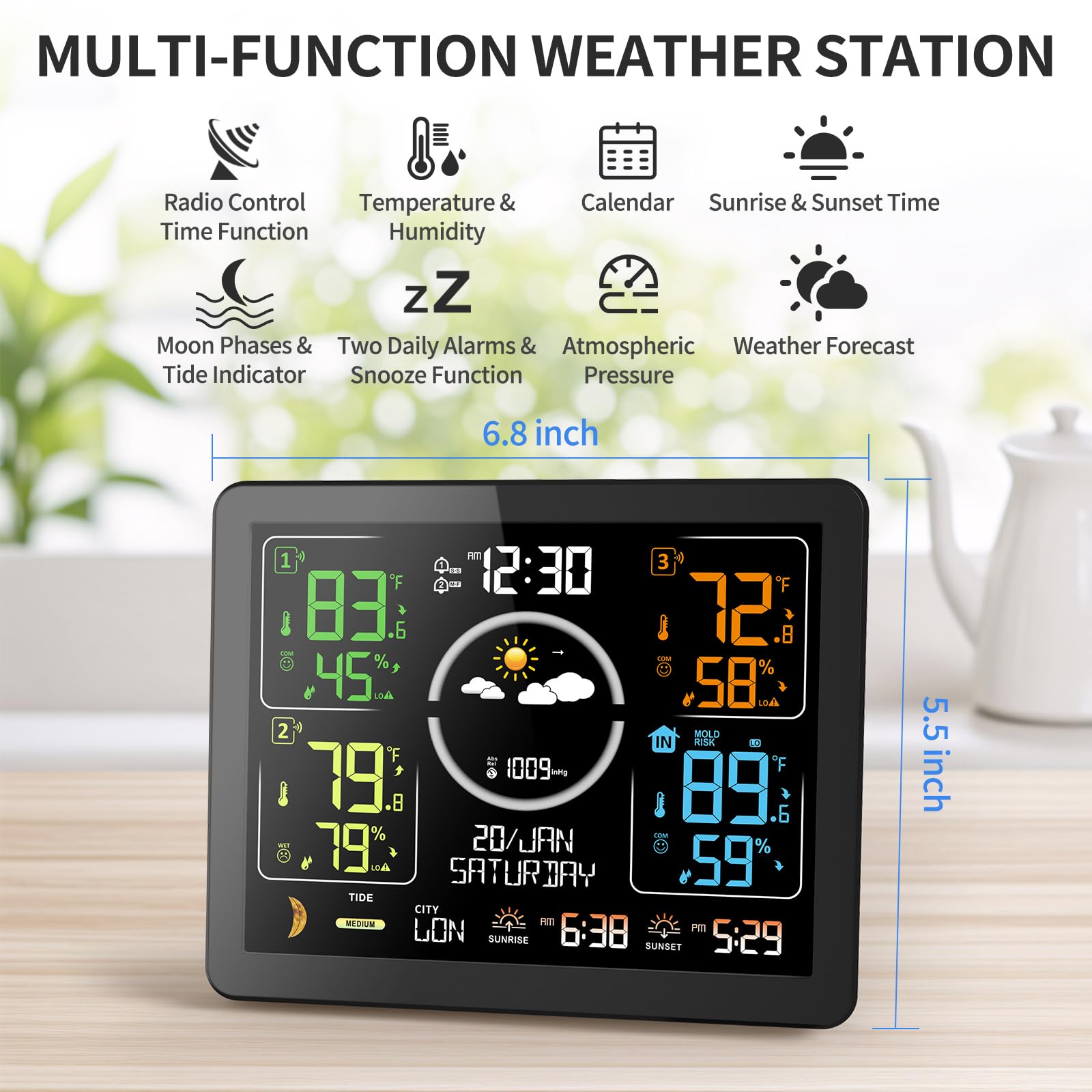 Generic Weather Station outdoor sensors monitor multiple zones from a single hub.