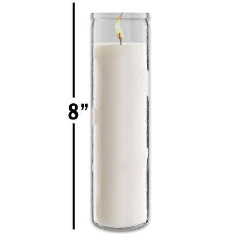 Generic white prayer candles in glass, ideal for serene devotional spaces during ceremonies