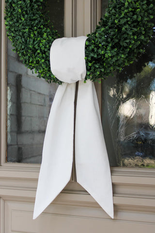 Generic White Wreath Sash monogram embroidery-ready for personalized accents.