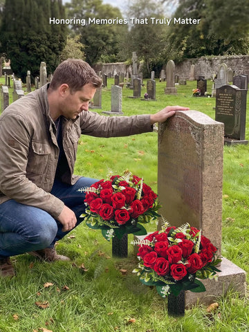 Generic wind-proof spiked vases anchor the bouquet in soil