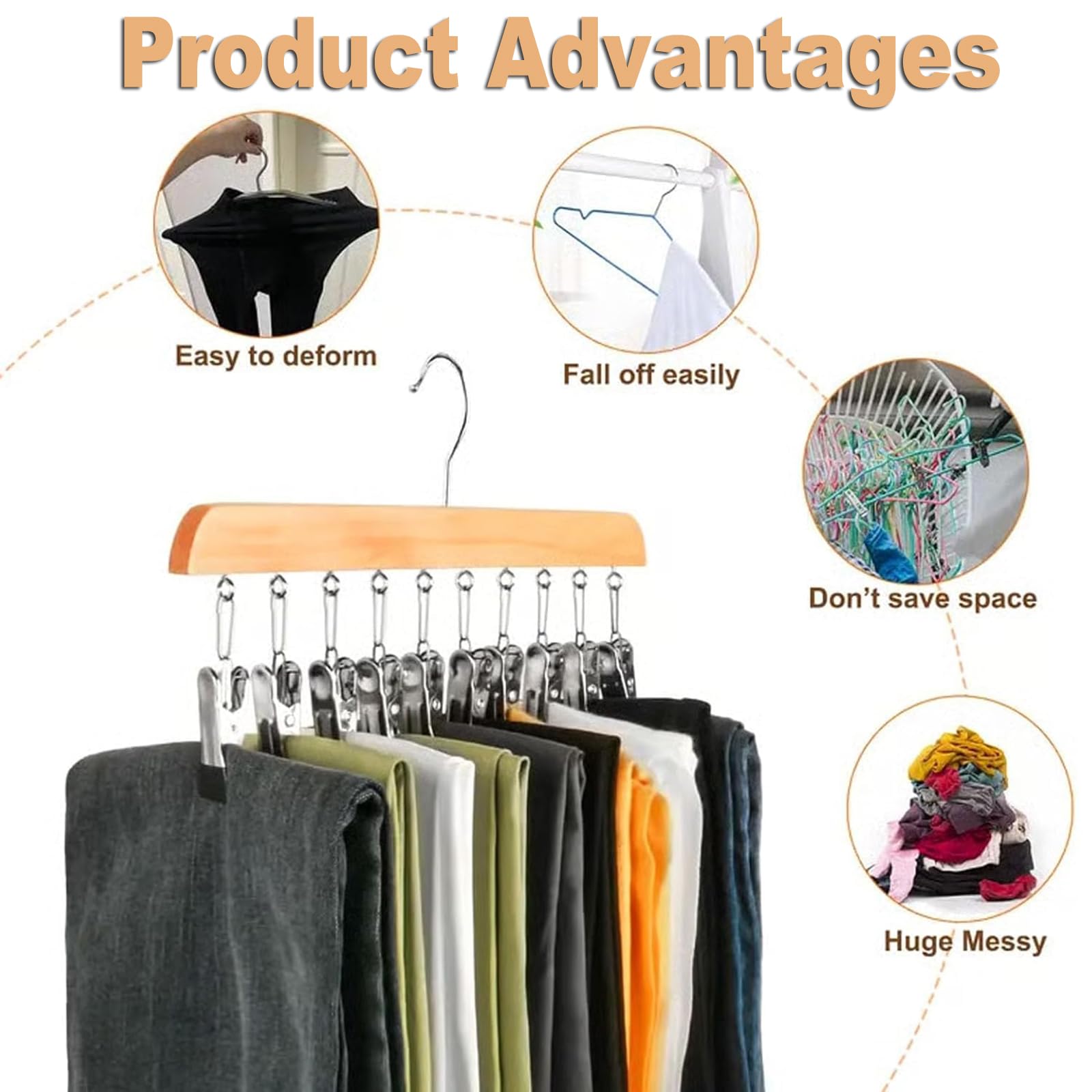 Generic wooden closet organizer hanger set for two-pack convenience.