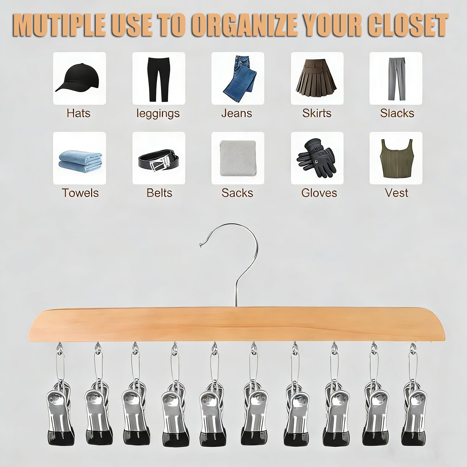 Generic wooden hanger built for daily wardrobe use and durability.