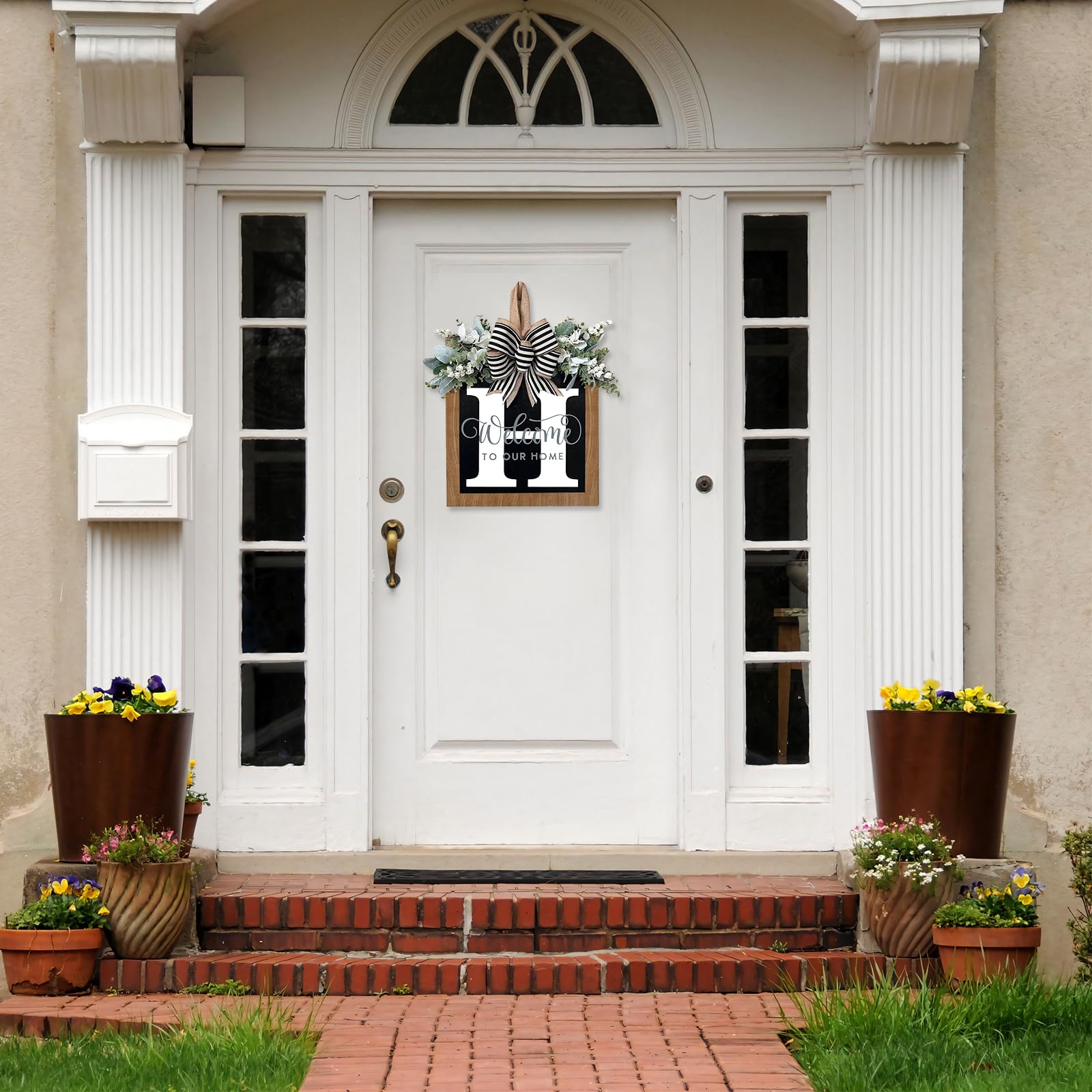 Generic wreath bow detail highlights farmhouse charm and seasonal styling options.