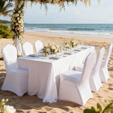 Generic wrinkle-resistant chair covers stay smooth indoors or outdoors