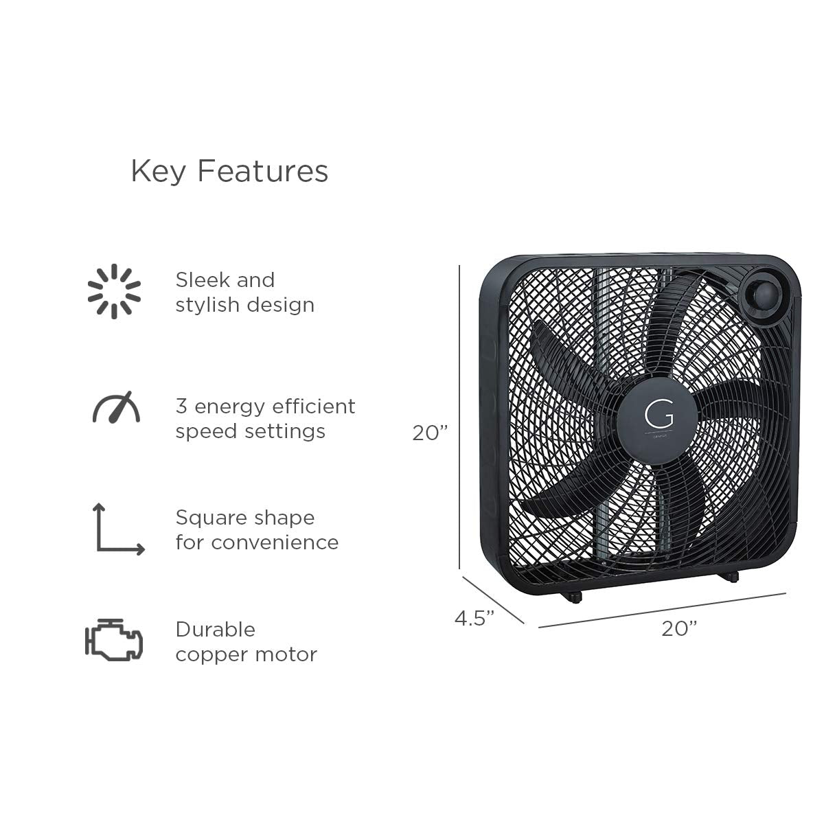 Genesis 20Box fan handy carry handle for easy portability