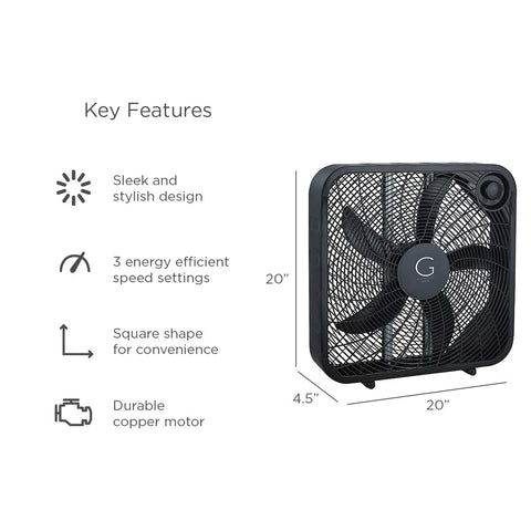 Genesis 20Box fan handy carry handle for easy portability