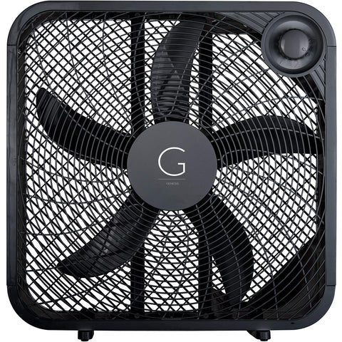 Genesis 20Box fan on floor demonstrates versatile cooling for any room