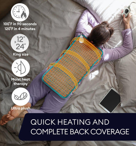 Geniani 12 by 24 inch heating pad covering large areas.