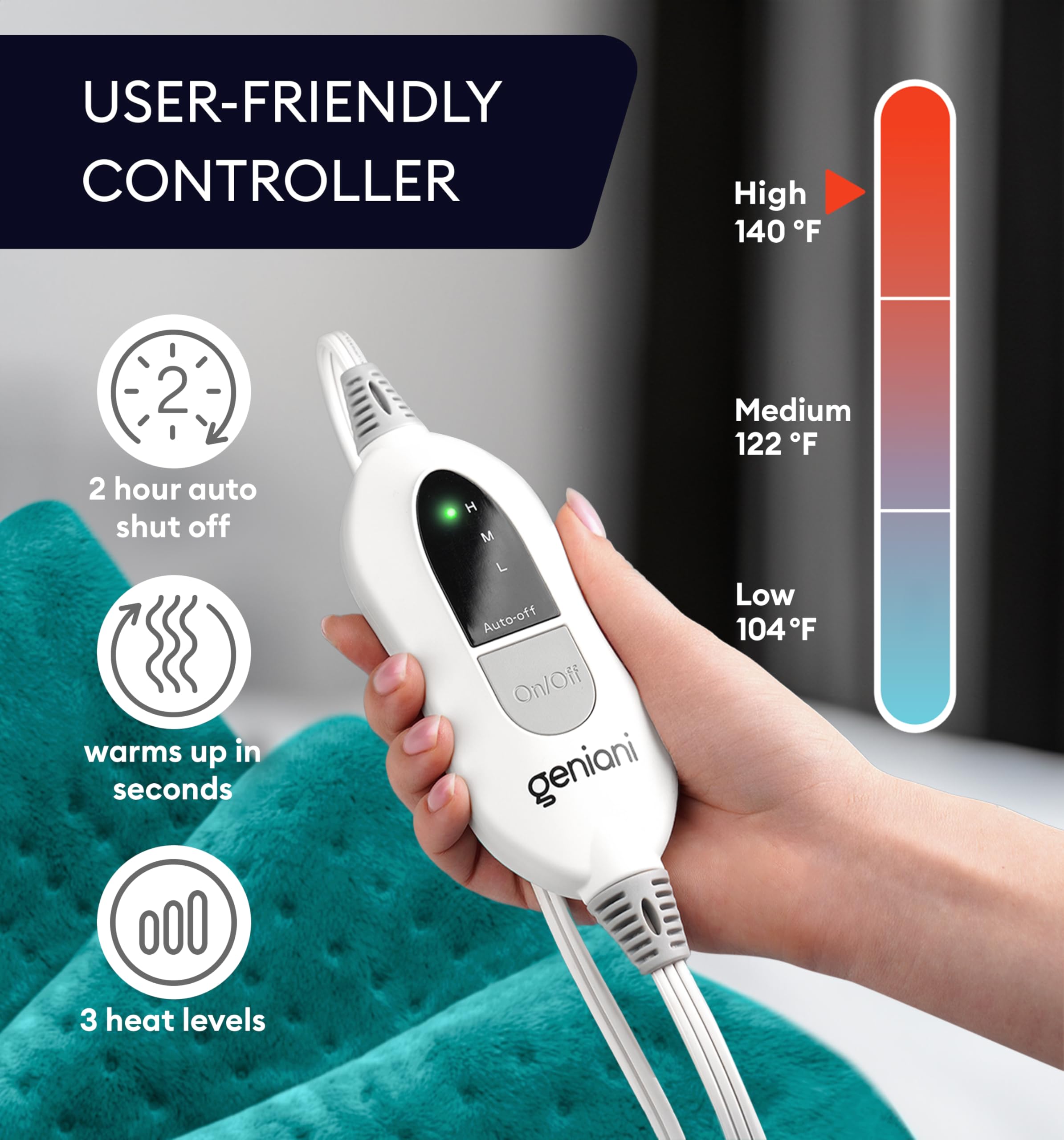 GENIANI pad allows moist heat for deeper soothing on sore areas.