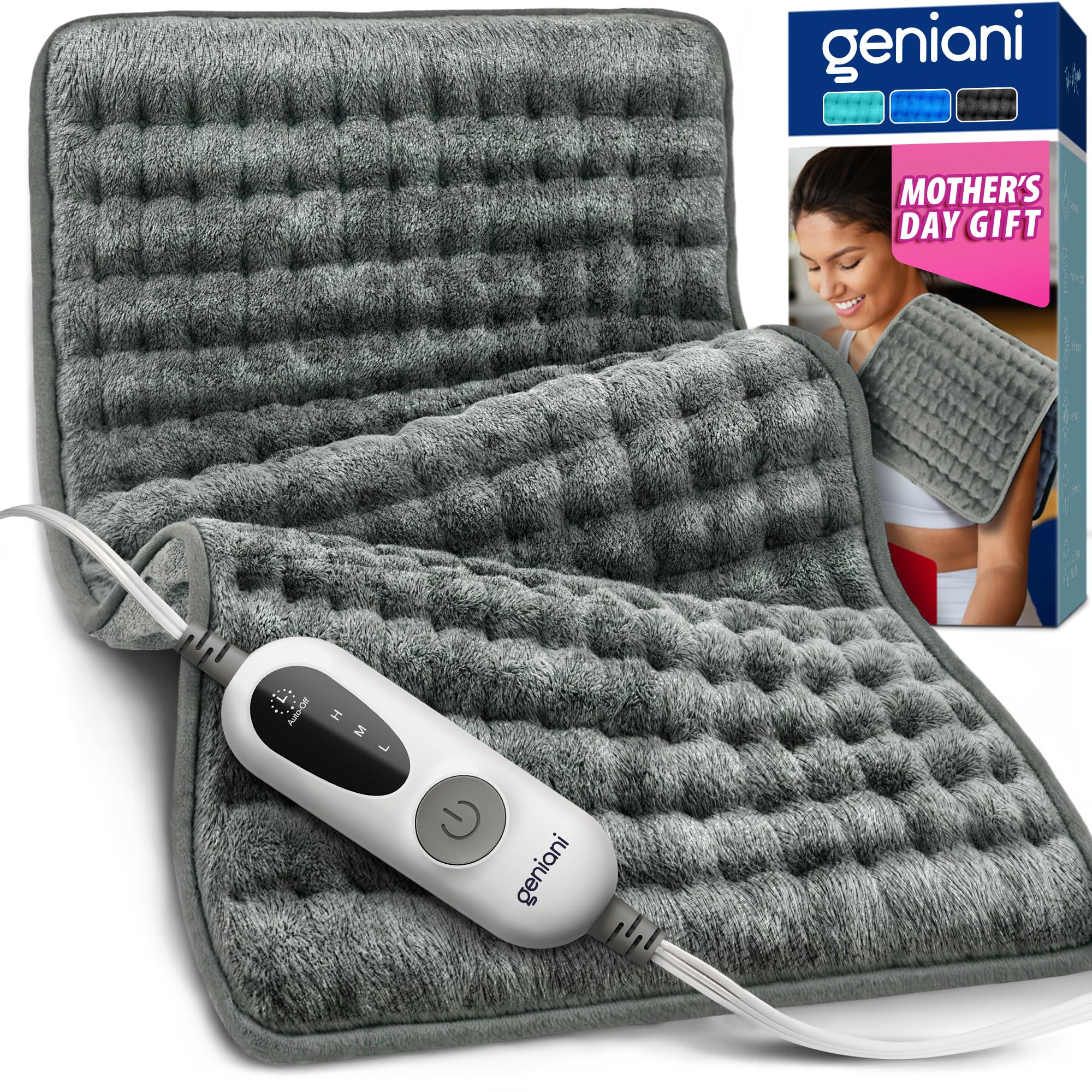 GENIANI heating pad back and shoulders with cozy microplush fabric for targeted warmth
