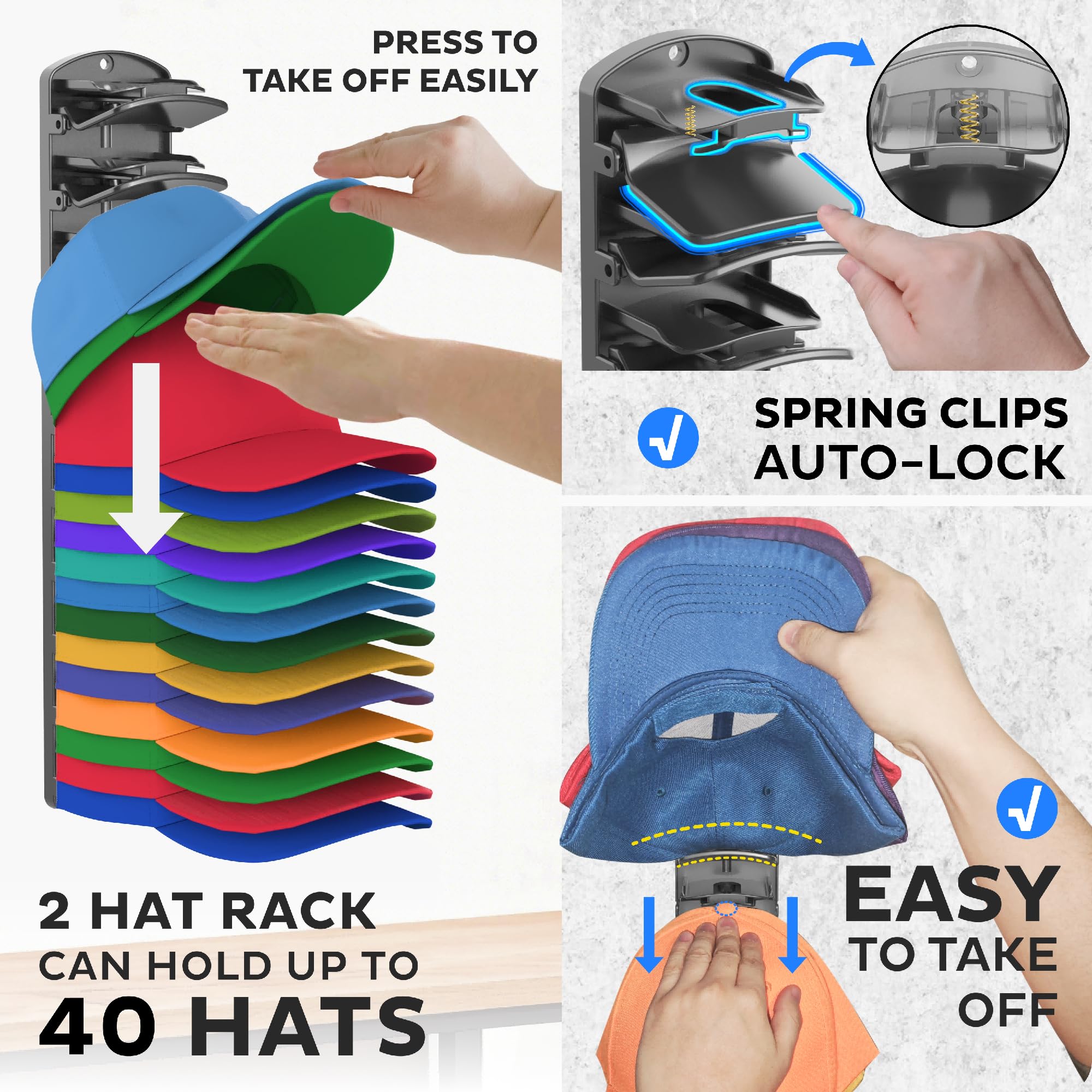 Genicuts durable ABS plastic hat rack showing slim design for space saving in small closets.