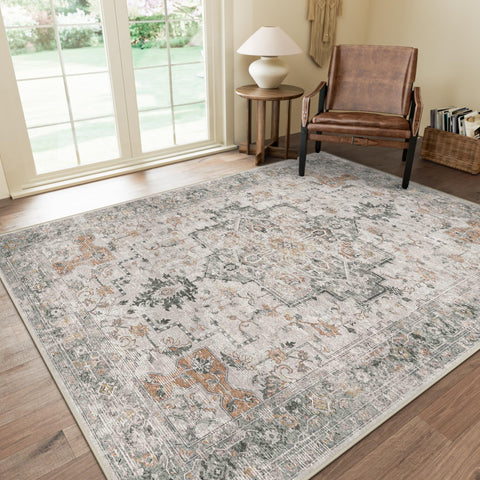 GENIMO 8x10 area rug vintage floral pattern enhances living spaces with a timeless boho vibe