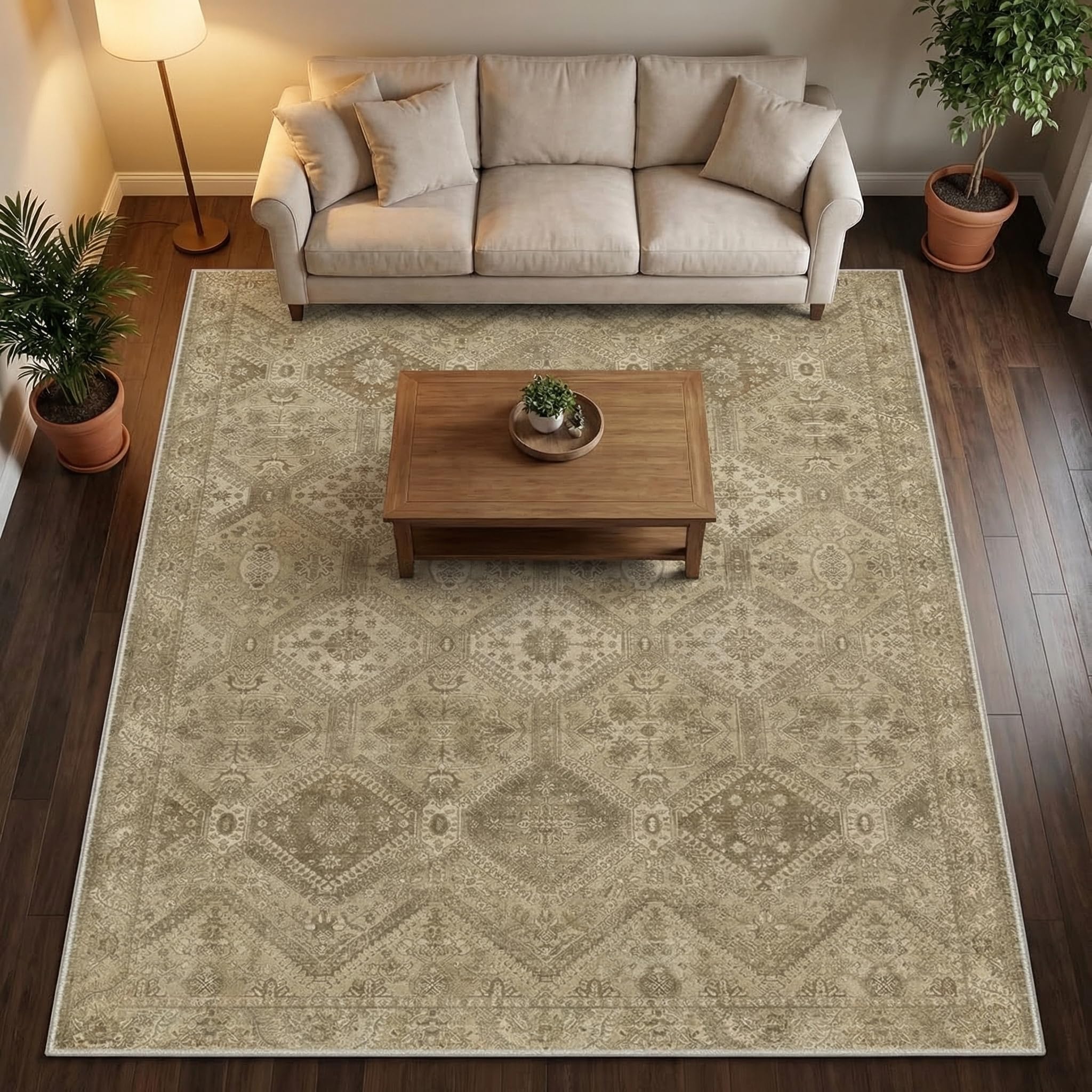 GENIMO rug with non-slip backing stays in place on smooth floors