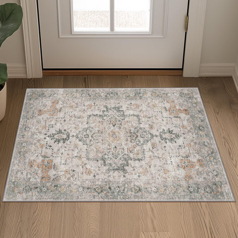 GENIMO retro chenille entryway mat with soft texture for hallways.