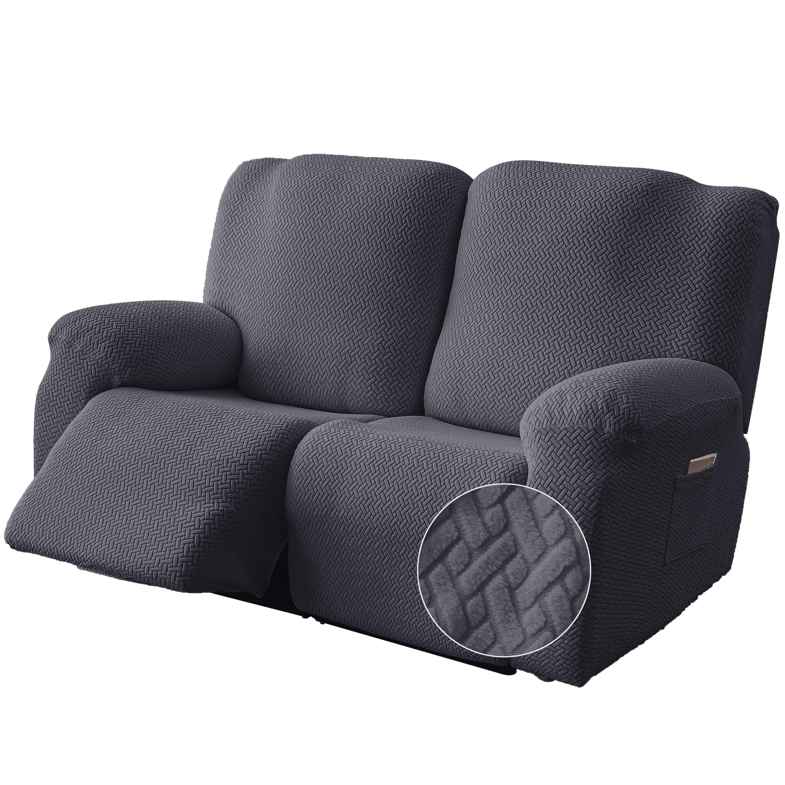 Genina recliner loveseat cover in stripe jacquard protects furniture stylishly.