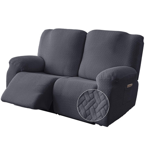 Genina recliner loveseat cover in stripe jacquard protects furniture stylishly.