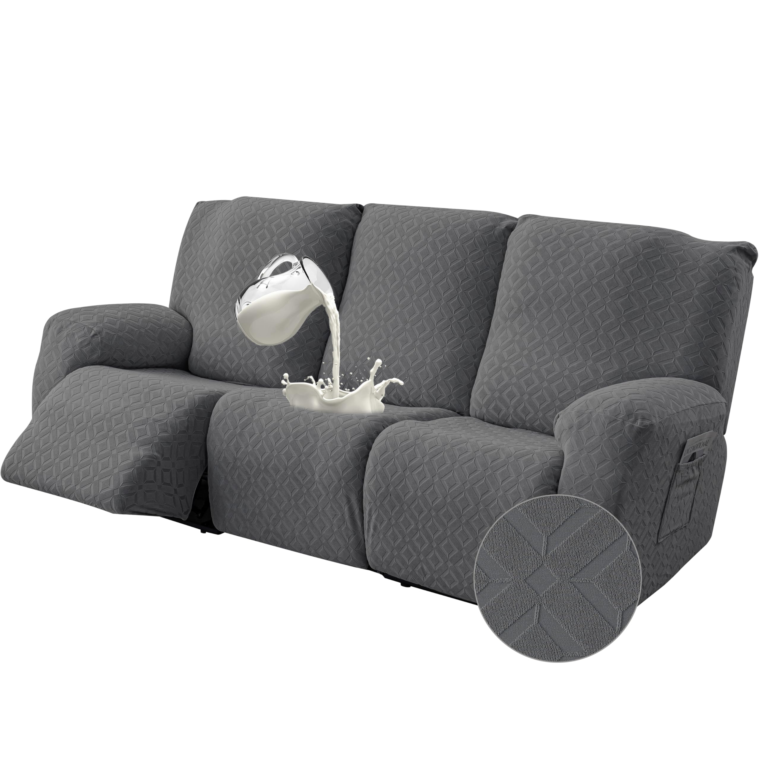 Genina waterproof recliner sofa cover on a 3-seat setup protects against spills.