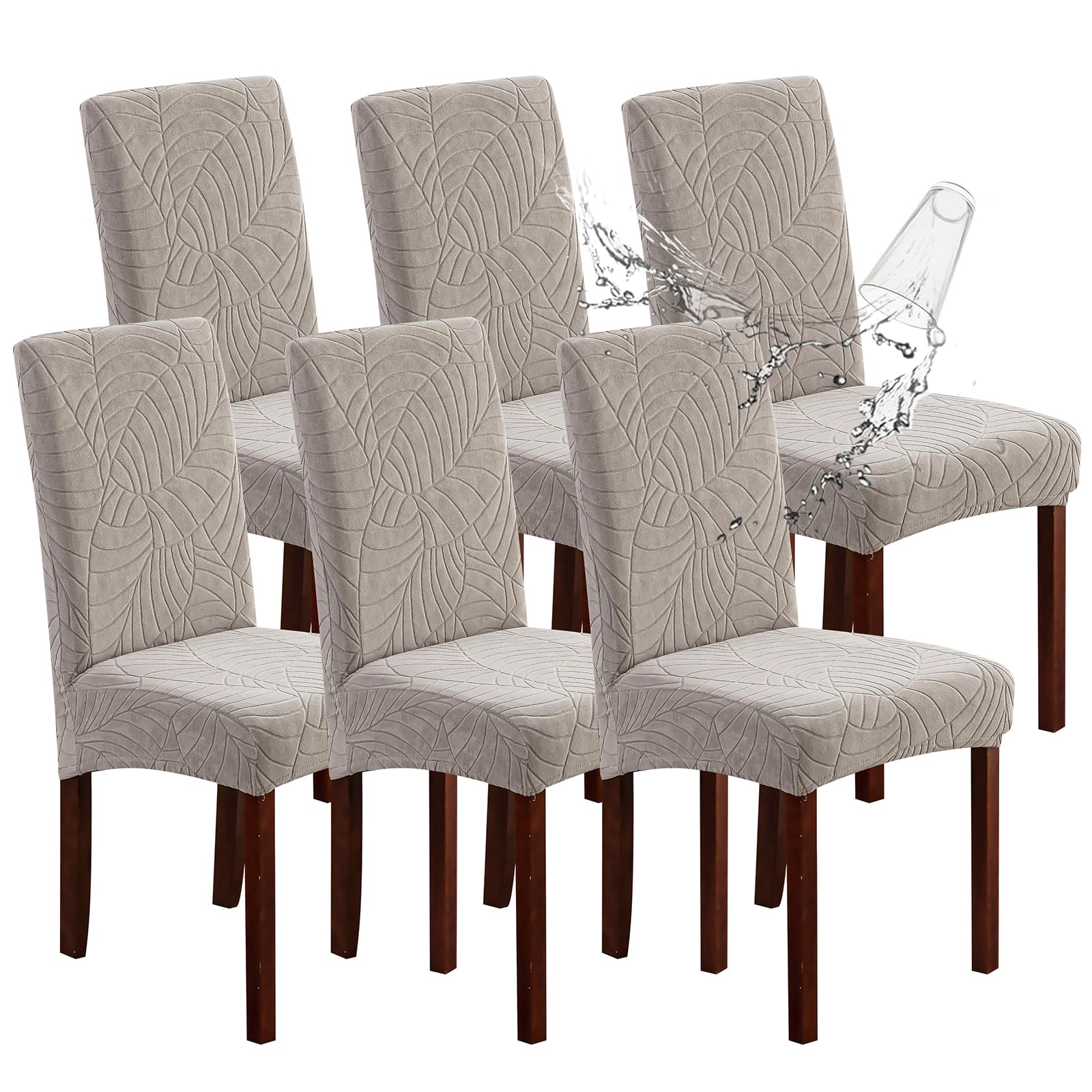 Genina waterproof chair covers back closeup shows secure fit for dining chairs.