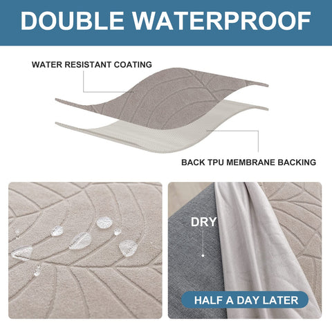 Genina waterproof chair covers fabric stretch closeup highlights easy fit on chairs.