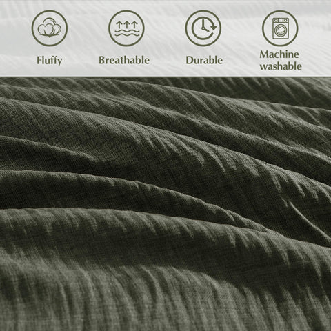 Geniospin dark olive green queen fitted sheet keeps a snug tidy look.