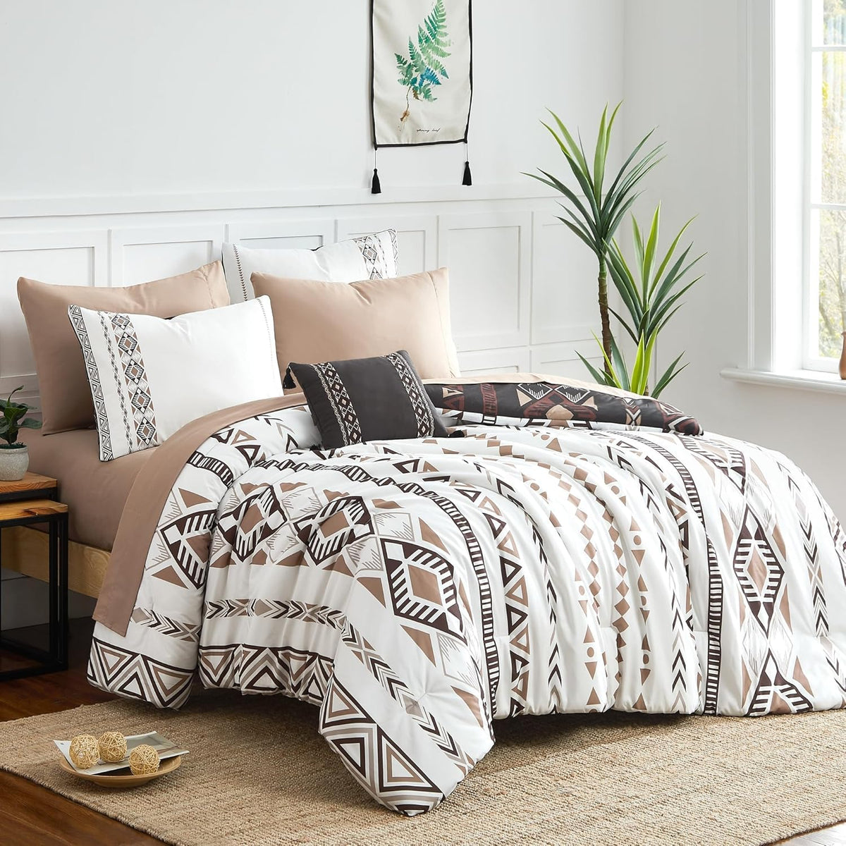 Geniospin Queen Comforter Set front view shows reversible design for quick decor refresh.