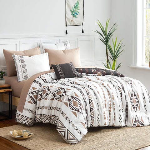 Geniospin Queen Comforter Set front view shows reversible design for quick decor refresh.