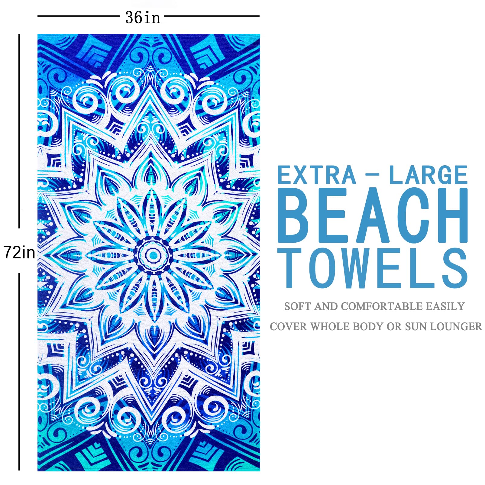 Genovega 6-pack towel shark pattern 2 provides extra coverage at the shore