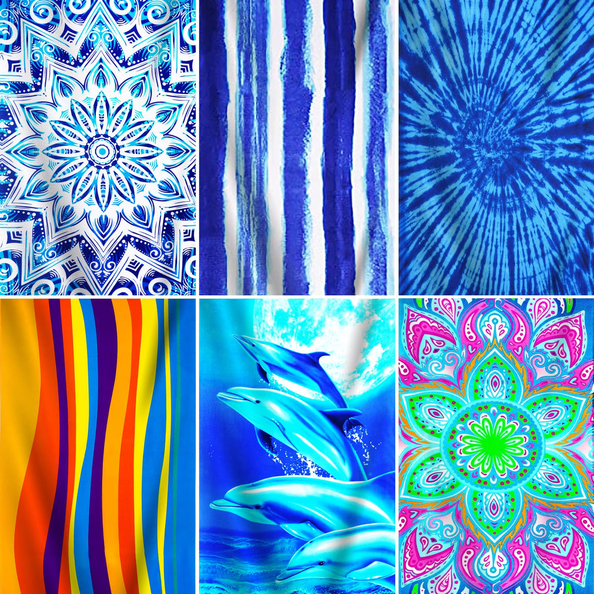 Genovega 6-pack towel shark pattern for beach lounging and comfort