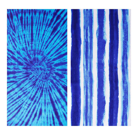 Genovega oversized beach towel in blue stripe, ideal for sunbathing and full coverage.