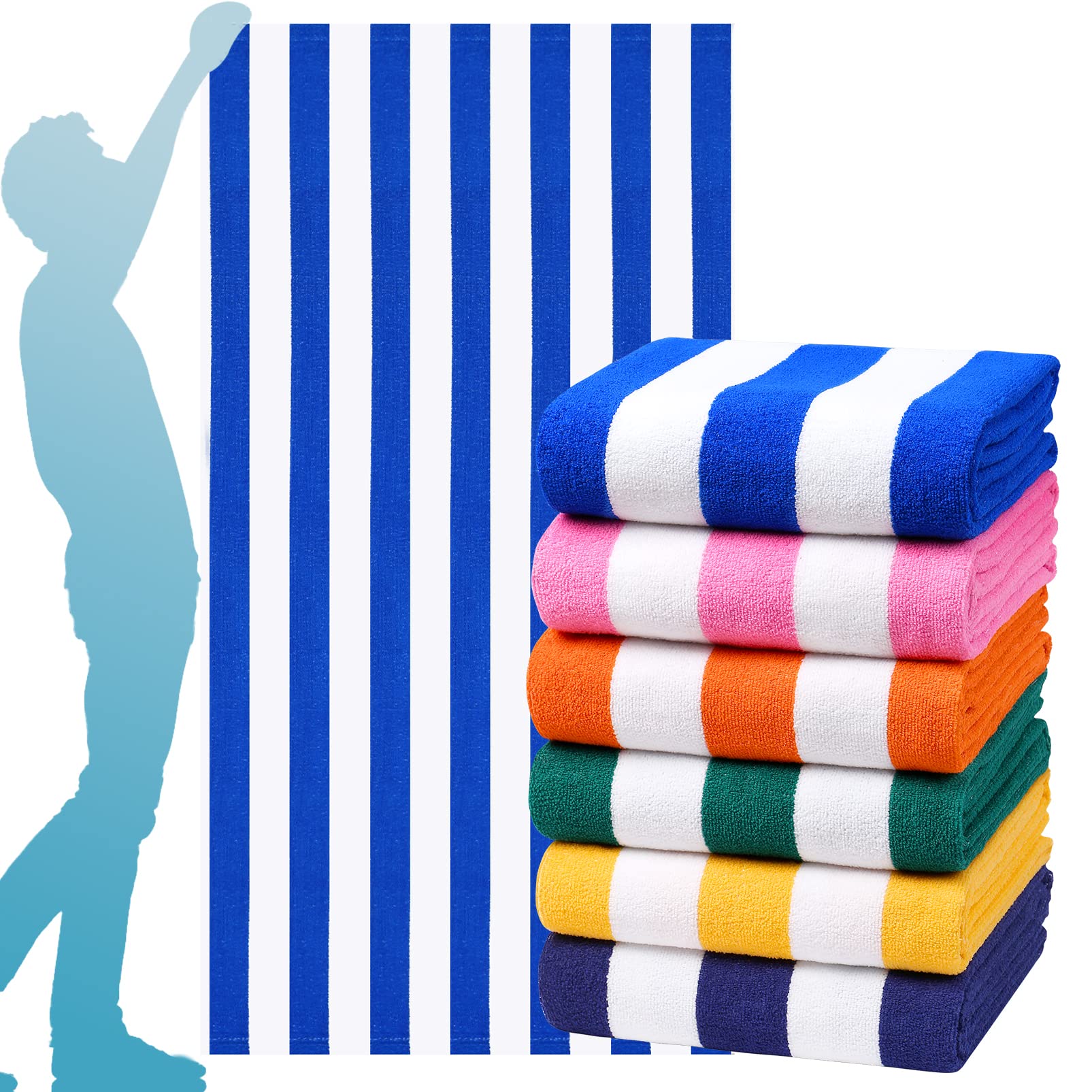 Genovega oversized stripe beach towel 72x40 ready for sunlit beach days.